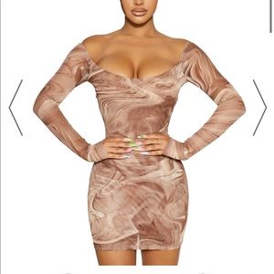 LET'S MESH AROUND MINI naked wardrobe dress marble